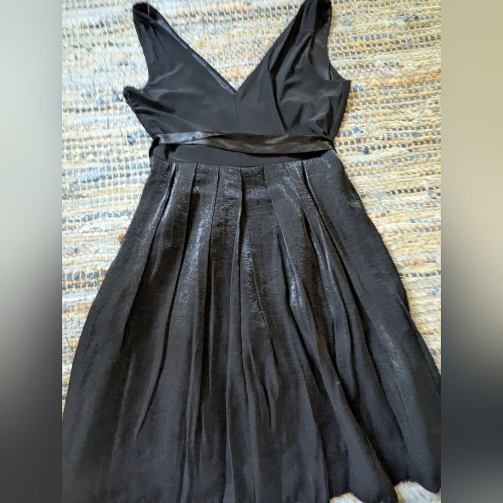 Black Sleeveless Pleated Fit & Flare Dress 14 Bow Vneck Lined Whimsygoth Witchco - Picture 9 of 10